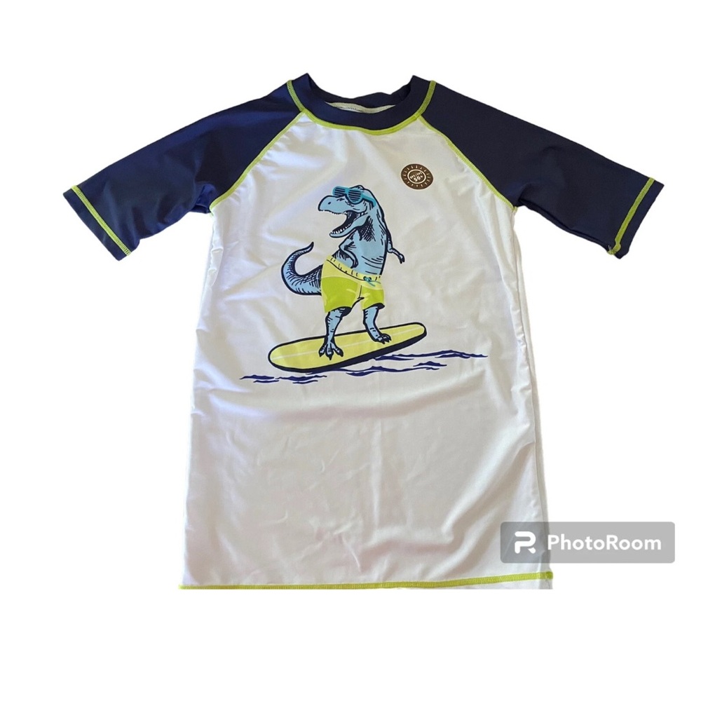 Kids Dinosaur Surfing Rash Guard
